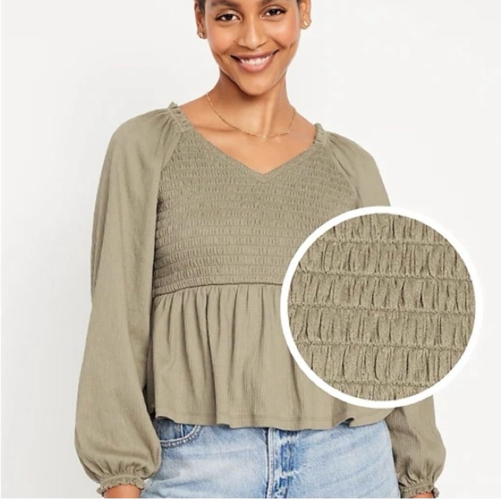 Old Navy Women's Size L Sage Green Peplum Long Sleeve Top